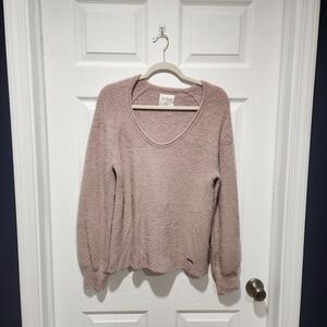 Abercrombie & Fitch Soft Mauve V-Neck Eyelash Sweater